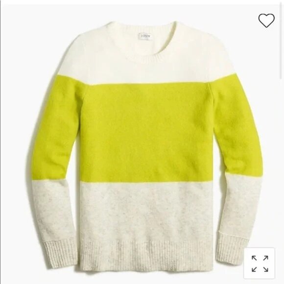 J.Crew Womens Colorblock soft yarn Sweater size 3X plus Wool Blend lime green - Picture 6 of 7